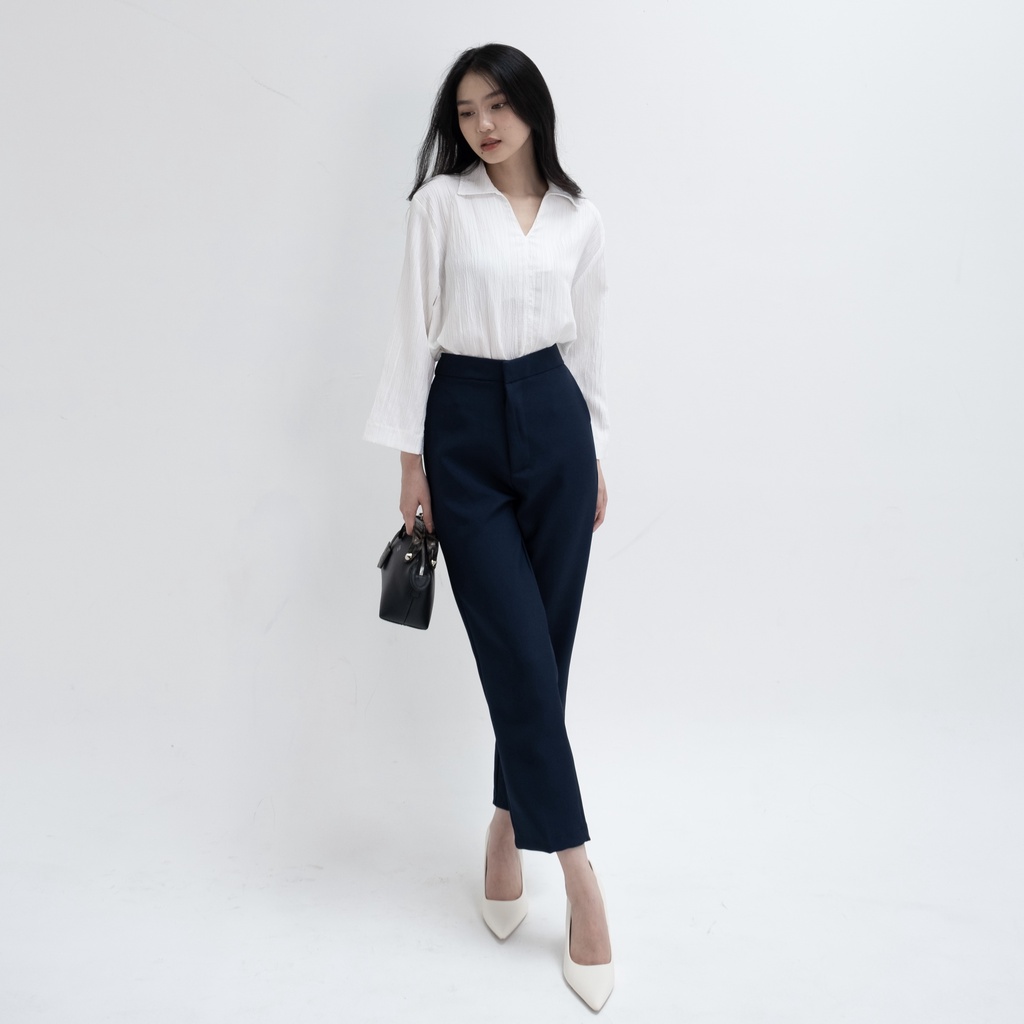 Beige Studio - Nara Pants | Bawahan Celana Panjang High Waist Semi Wool Wanita