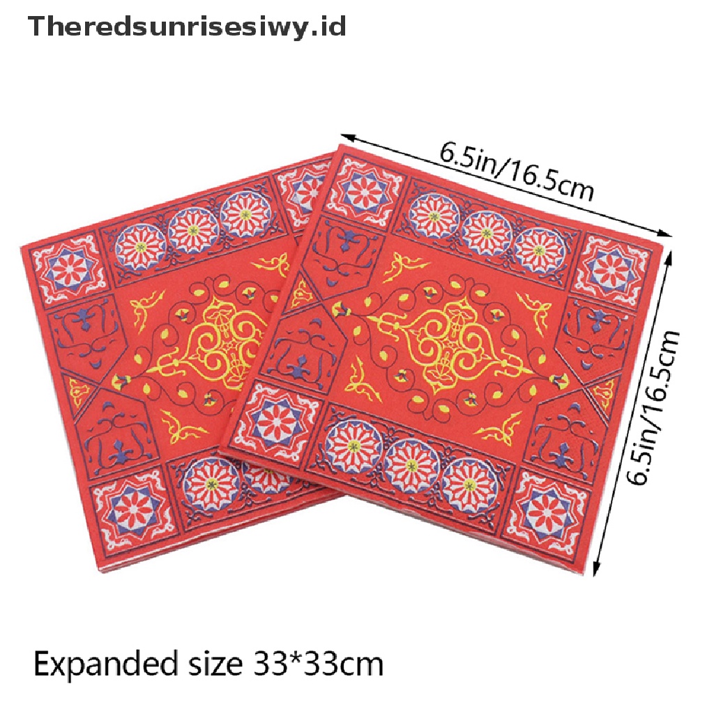 # Baju Lebaran # 20pcs/pack Dekorasi Ramadhan Eid Mubarak Printed Holiday Napkin Tissue Wajah~