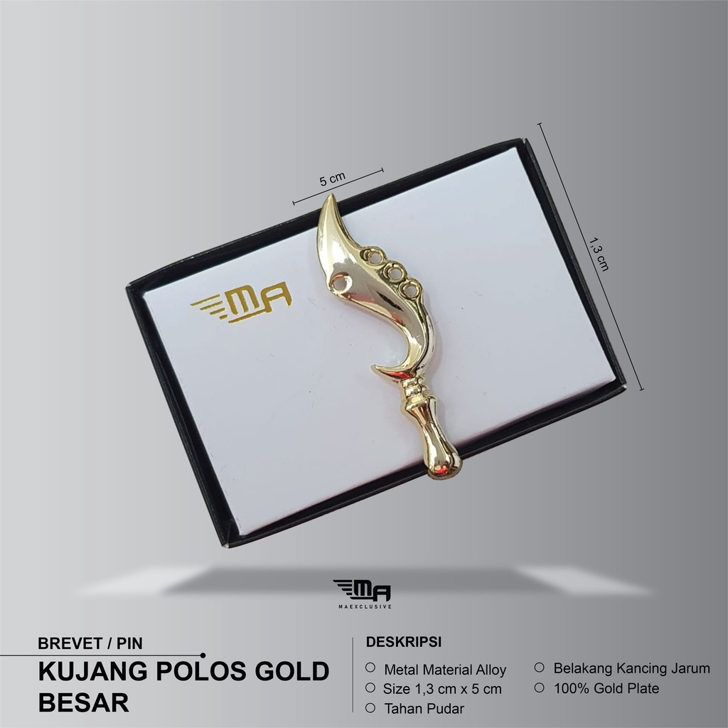 PIN KUJANG POLOS GOLD BESAR PDH BRIVET BREVET WING PIN KUJANG POLOS GOLD BESAR