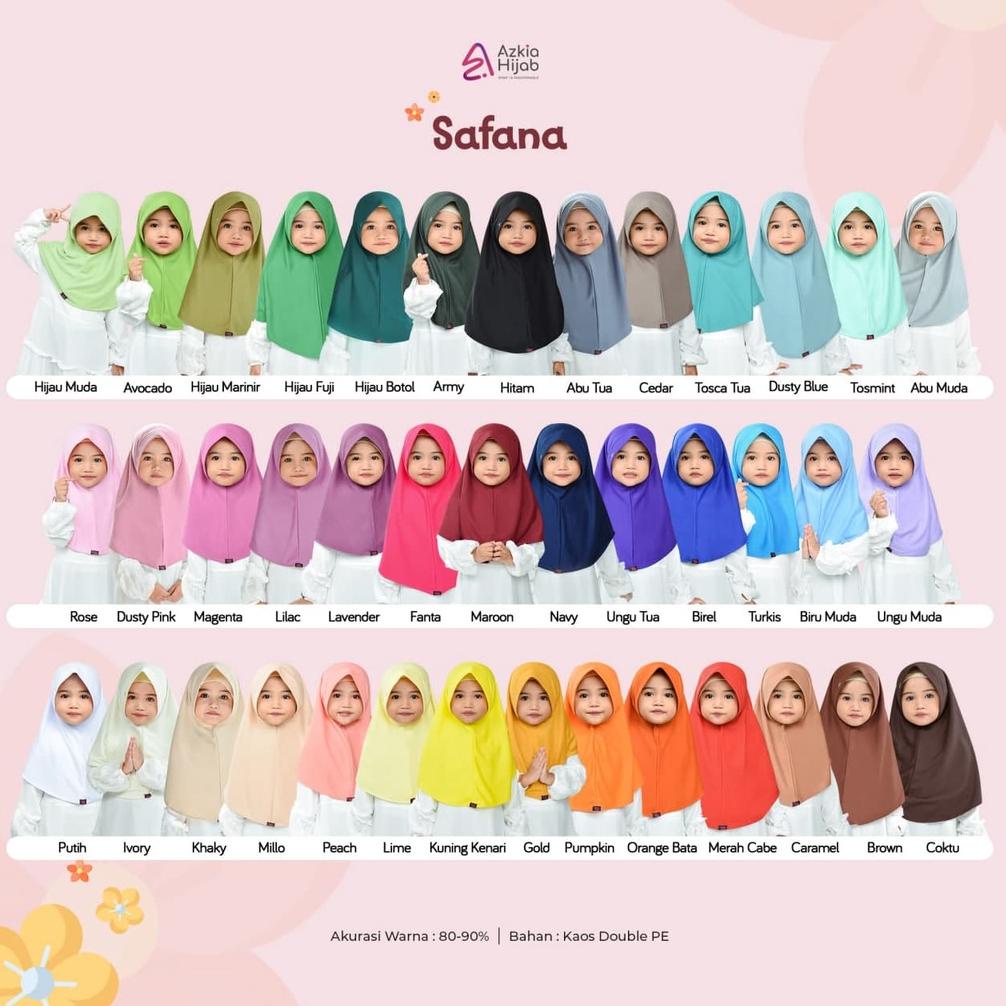 ✨MEGA ⚡ALE✨  Jilbab / Kerudung Anak Sekolah Safana Variasi 40 Warna Size M Atau No 6 Ori By Azkia Hi