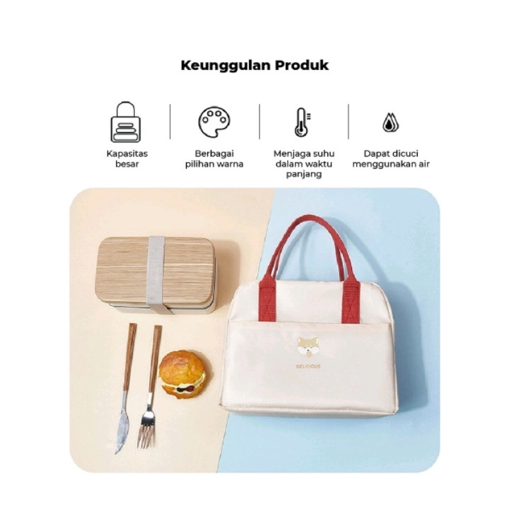 Tas Bekal Anak Sekolah Lunch Bag dilapisi aluminium Agar Makanan Tetap Hangat