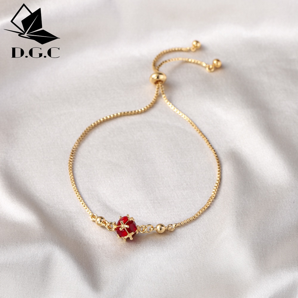 ♥️✅COD✨Gelang Rantai Titanium Wanita Mewah Permata Liontin Fashion Aksesoris Gelang Serut Perhiasan Emas D356