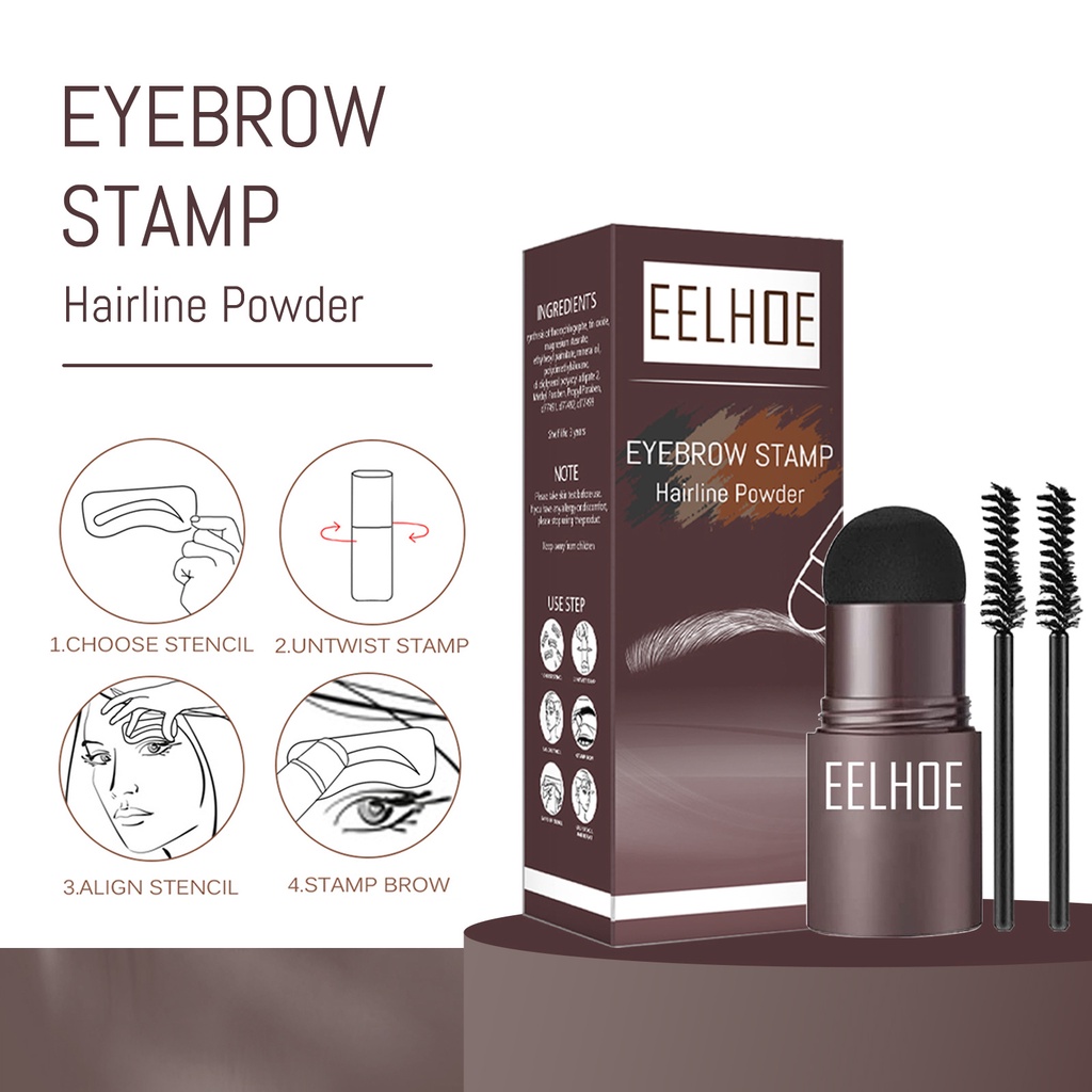 EELHOE Eyebrow Powder Cetakan Alis Instan Waterproof Eyebrow Shaping Stamp Stempel Alis with 10 Model Cetakan Alis dan 2 Kuas Alis