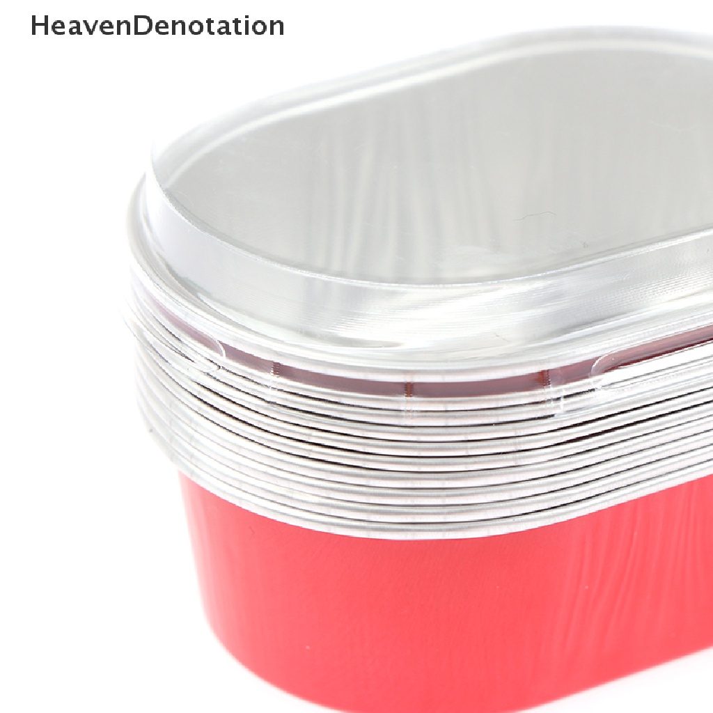 [HeavenDenotation] 10pcs Aluminium Foil Baking Cup Tahan Panas Kue Cups Cetakan Dengan Tutup Cupcake HDV