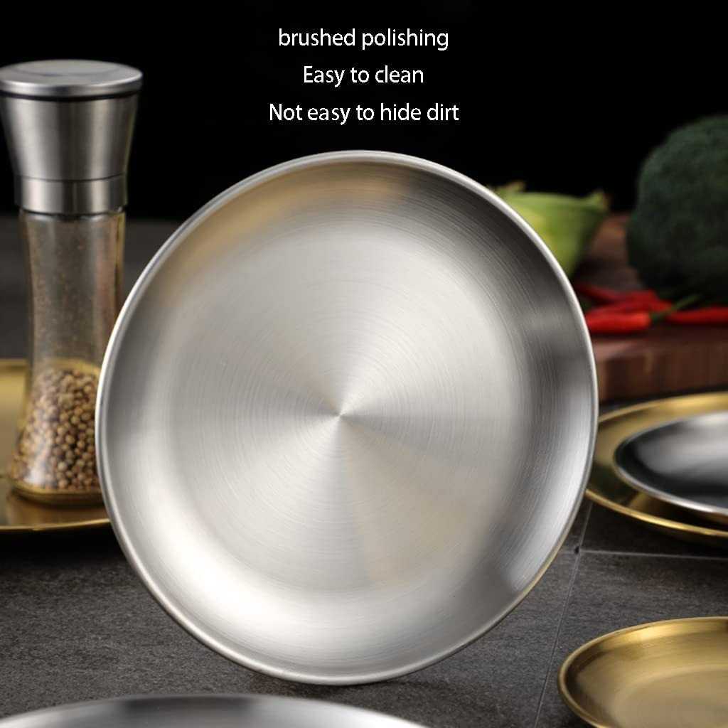 (BISA COD) FTIHSHP SUPPLE Piring Makan Dekorasi Nampan Baki Stainless Steel Plate - ST201