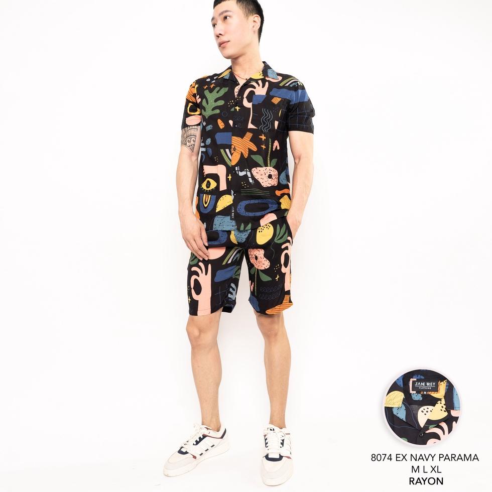 BIG SALE Jane Frey Clothing Setelan Piyama Pria | Freypv 8074 Reguler Fit Short Set M-XL Kemeja Set 