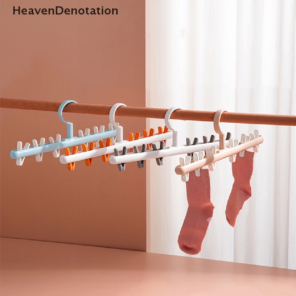 [HeavenDenotation] 6jepit Multi-Fungsi Rak Pengering Untuk Kaos Kaki Bra 360derajat Rotag Gantungan Baju Windproof Jepitan Drying Hanger HDV