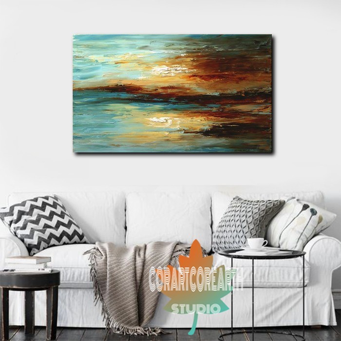 lukisan pemandangan laut lukisan dinding kanvas minimalis modren dekorasi rumah kamar aesthetic luki