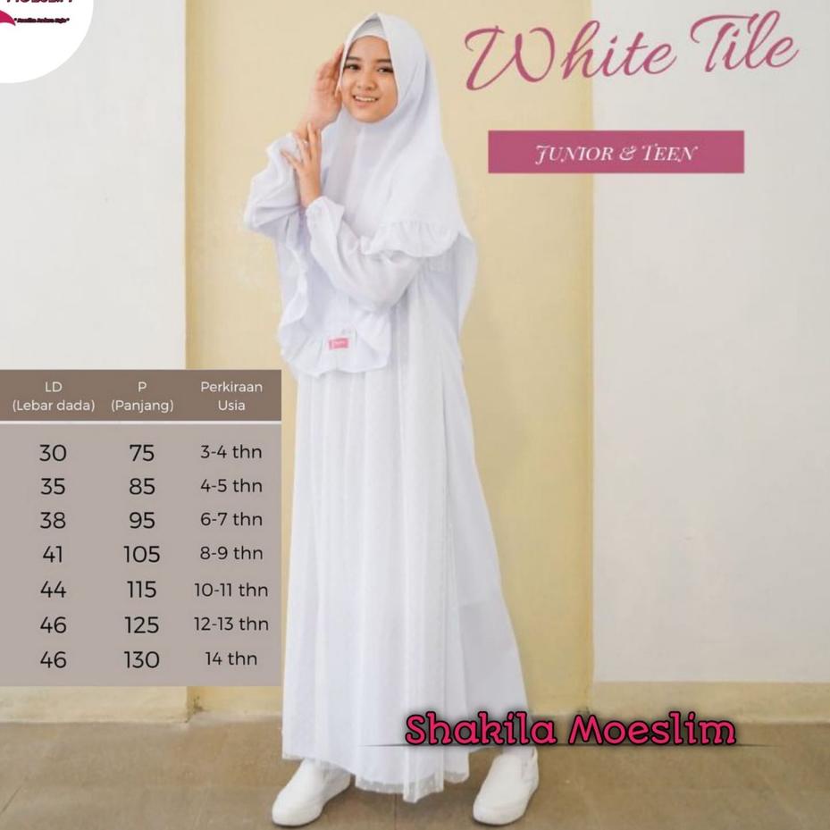 Bisa Cod - Gamis Anak Tanggung Putih Baju Muslim Anak Perempuan / Gamis Syari Anak Putih 3 4 5 6 7 8