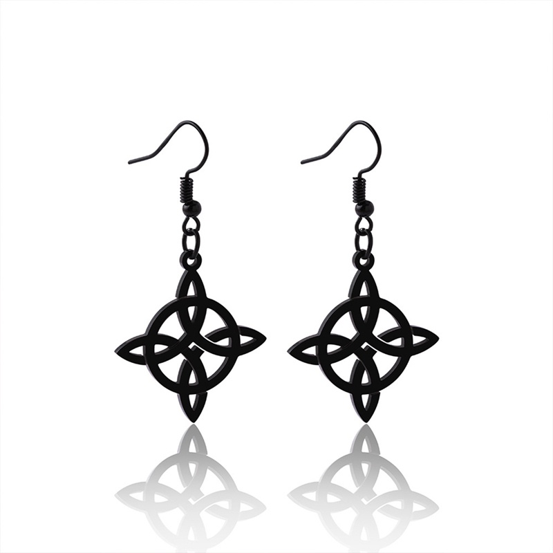 Hip-hop Celtic Knot Earrings Untuk Wanita Stainless Steel Witch Knot Earring Star Of David Earrings Vintage Perhiasan Hadiah Pesta