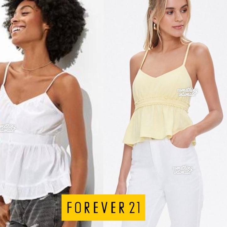 ♟ Banana Republic / Forever 21 Ruffle Babydoll Cotton Tank Top Spagetthi Straps Bodycon Sisa Export 