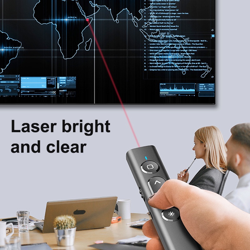 Wireless Laser Pointer 200m connection 90 days battery life 2.4GHz Remote Control USB Charge for Presentation Powerpoint Training Lesson