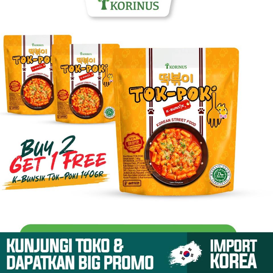 

✨ 7.7 BUY 2 GET 1 FREE Korinus K - Bunsik Tokpoki / Tteokbokki / Toppoki / Tok-Poki Pedas instan Halal MUI