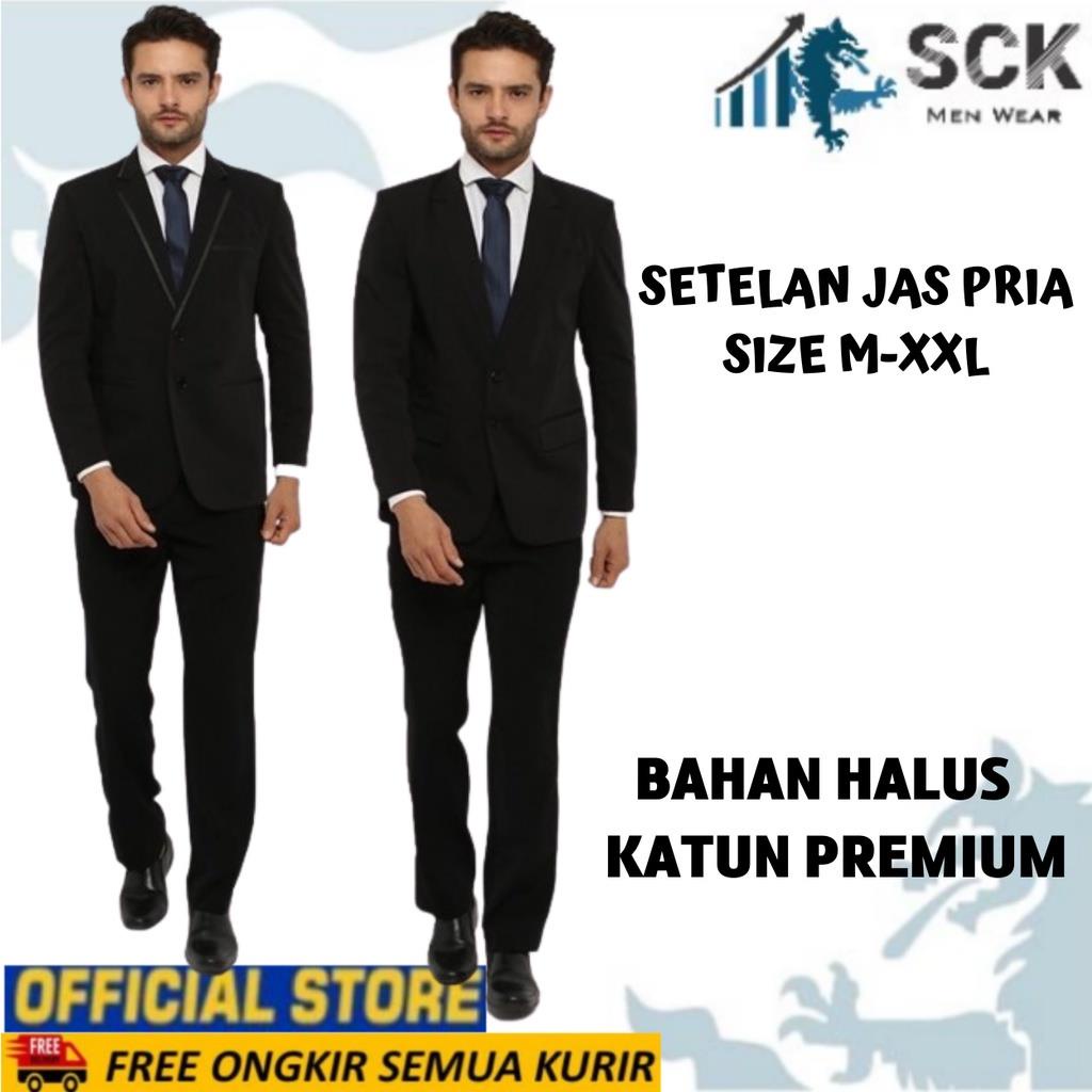 Setelan Jas Pria Formal Hitam size M - XXL / Blazer Pakaian Resmi - sckmenwear GROSIR