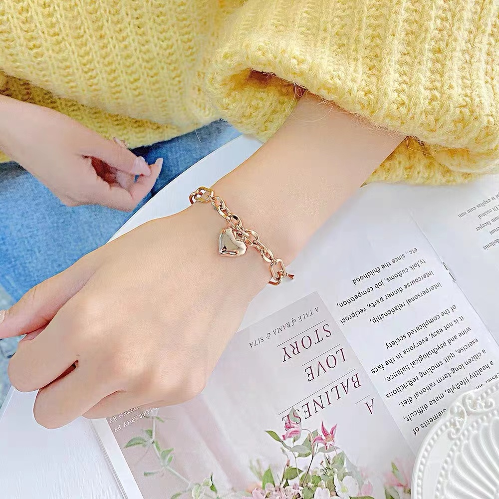 Gelang Bahan Titanium Steel Warna Rose Gold 18k Untuk Pasangan