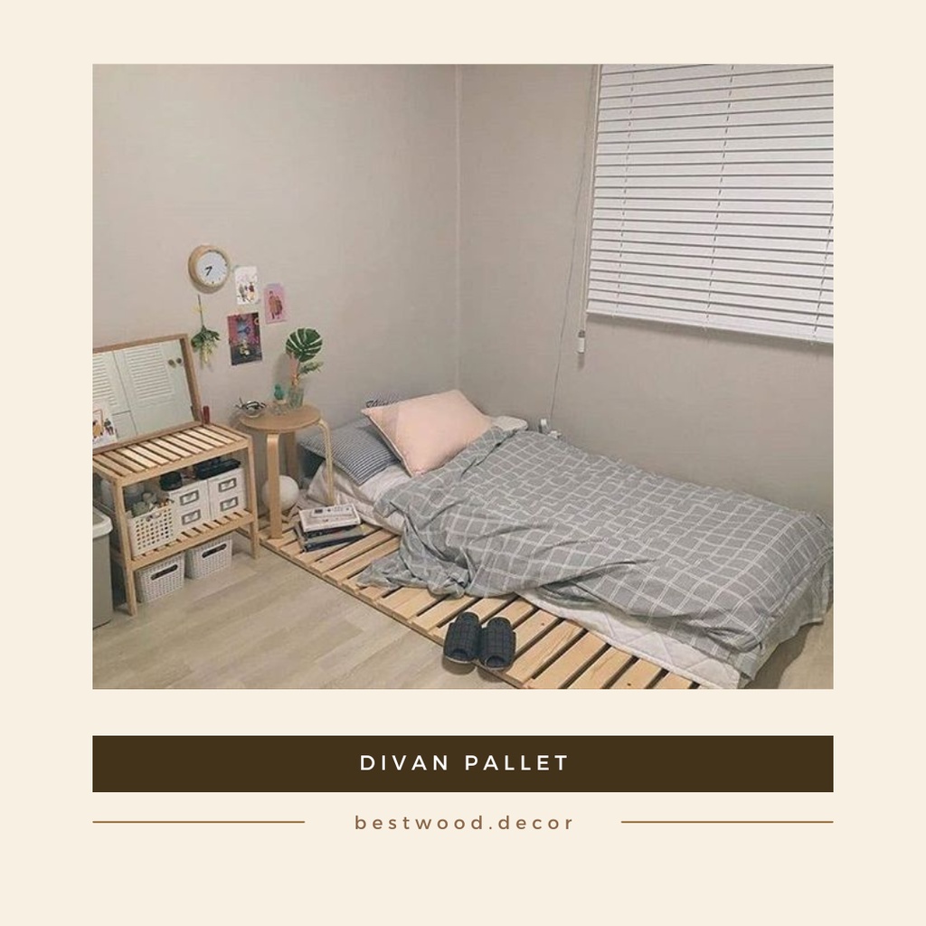 Dipan tempat tidur kayu pallet/ Dipan pallet / alas tempat tidur aesthetic kayu Single size