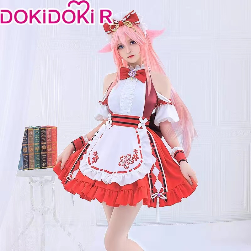 Yae Miko Cosplay Game Genshin Impact cosplay costume  Maid Uniform Cute Genshin Impact Yae Miko Maid