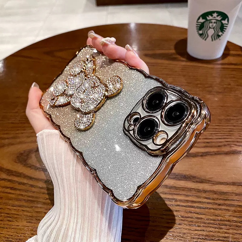 Luxury Creative Diamond Cub Case iPhone 14 Pro Max Case13 11 Pro Max12 14 Plus Promax Tertutup Penuh Shockproof Bening Penutup Belakang