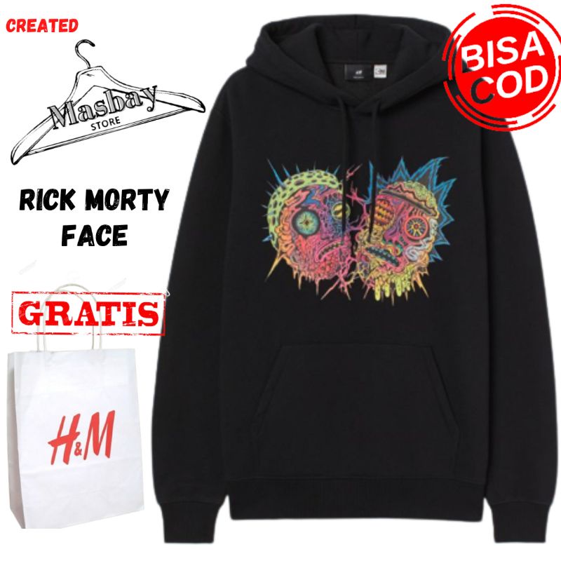 【COD】Hoodie HM Rick Morty face black ful tag