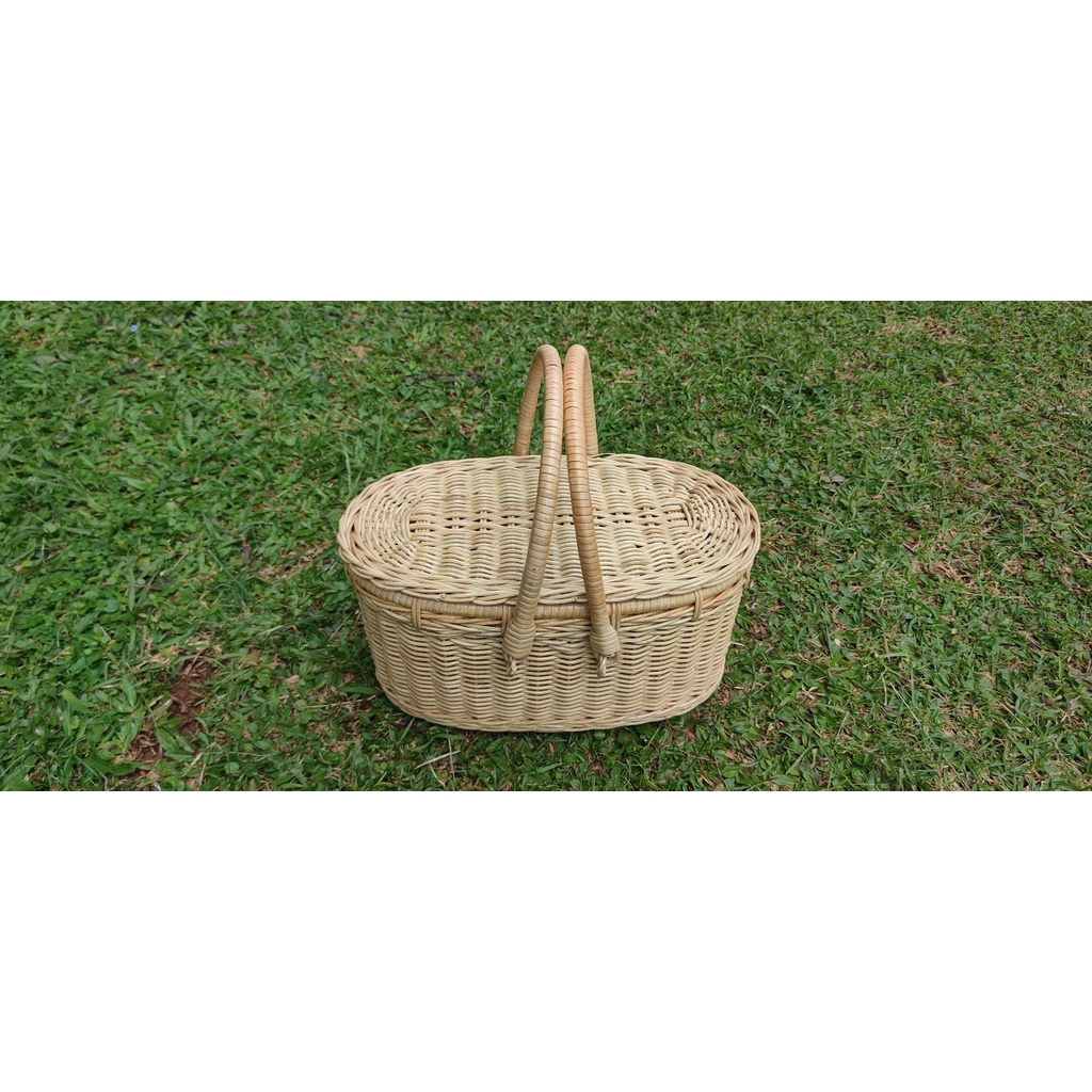 Kerajinan Tangan Rotan - Keranjang Piknik Parsel v3 - 35x20x17cm