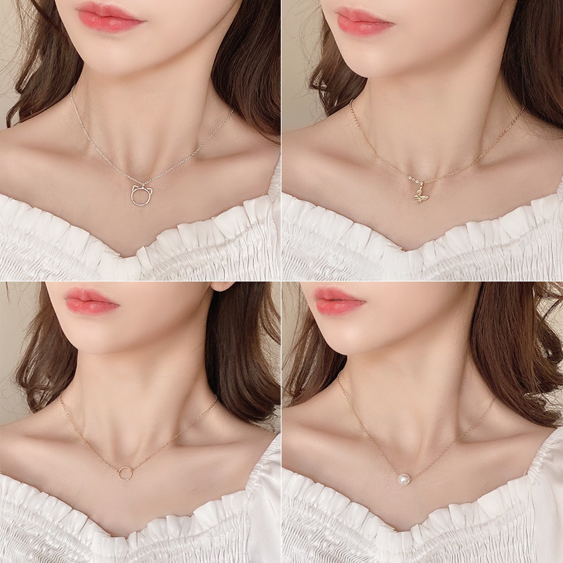 Kalung Kupu-Kupu Jepang Dan Korea Baru, Kalung Mutiara Bermutu Tinggi Kecil Untuk Wanita