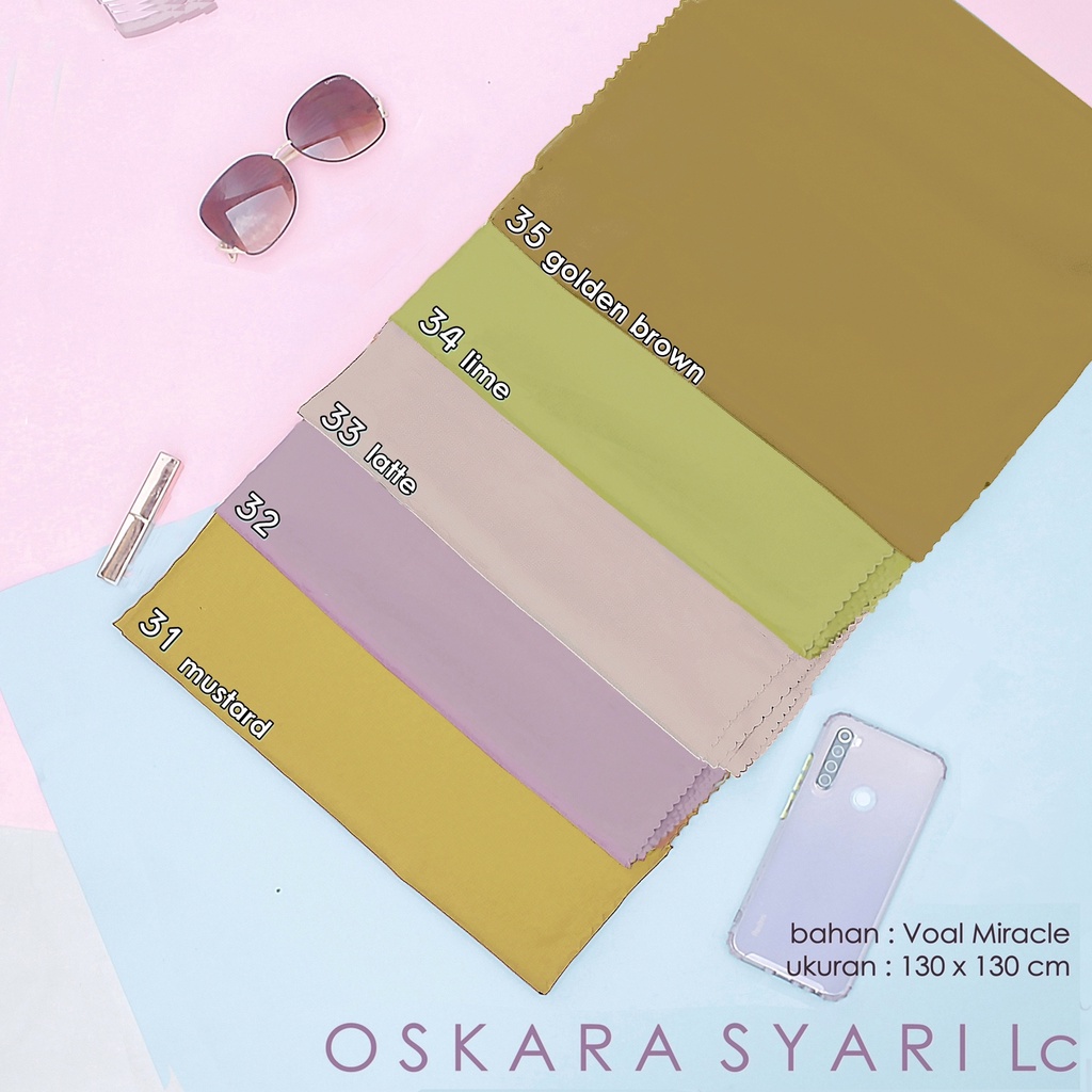 Jilbab Syari 130 x 130 cm segiempat Voal OSKARA LC Lacer Cut Syar'i bahan Voal Miracle