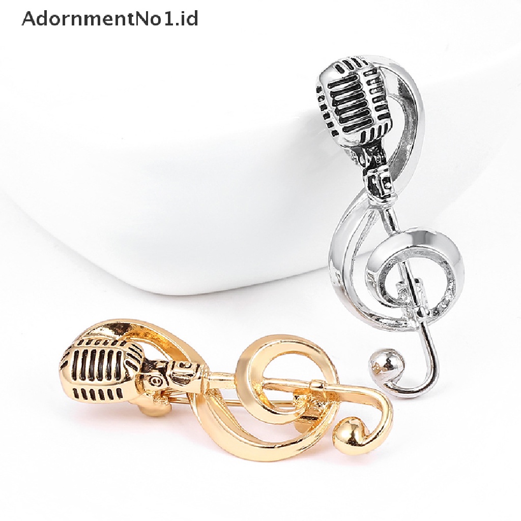 [AdornmentNo1] Musik Note Mikrofon Bros Warna Emas Warna Silver Pin Logam Lencana Khusus Siswa Musisi Ransel Lapel Pin Perhiasan Hadiah [ID]