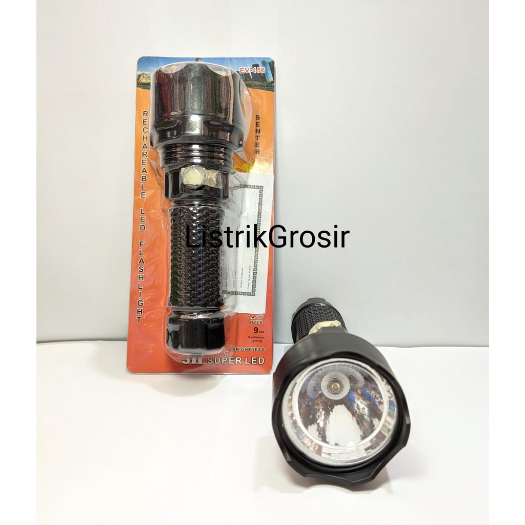 Senter Tangan Evatech Ev 156 Rechargeable Senter Cas Flashlight 156