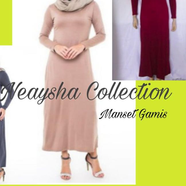 ✾ Manset Gamis dalaman Manset gamis lengan panjang baju gamis kaos bahan spandek rayon super ☺