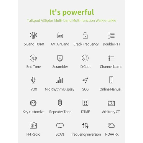 TALKPOD A36 PLUS A36P MULTI BAND HT AIRBAND VHF UHF 350 400 Mhz A36 P