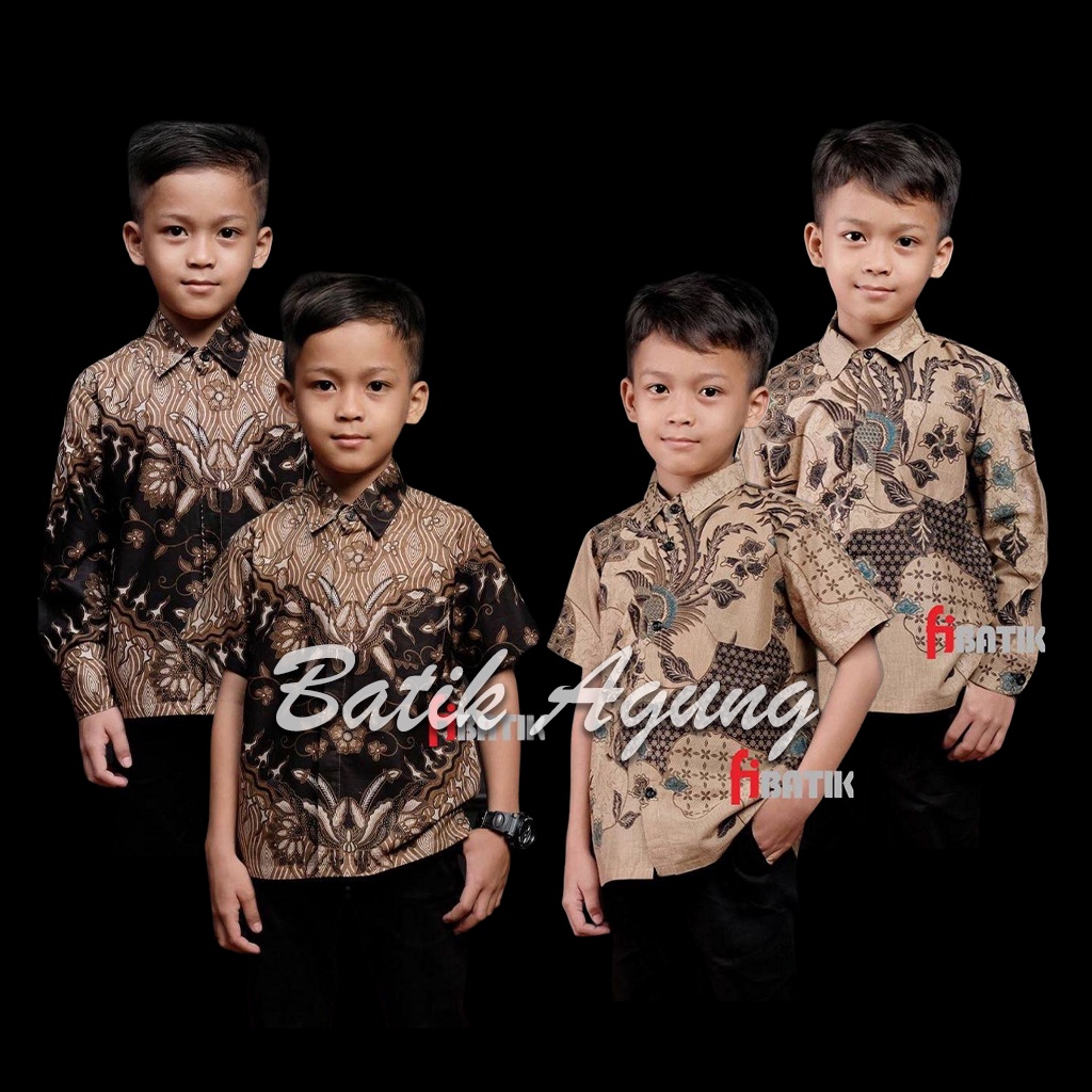 Premium Batik Anak Laki Laki Usia 2-13 Tahun Lengan Panjang Pendek Motif Modern Terbaru Keren / Batik Couple Keluarga Anak Cowok Kakak Adik Motif Serasi / Seragam Batik Sarimbit Anak Sekolah Hari Batik Hari Kartini Bisa Bayar Ditempat COD Murah Terbaru