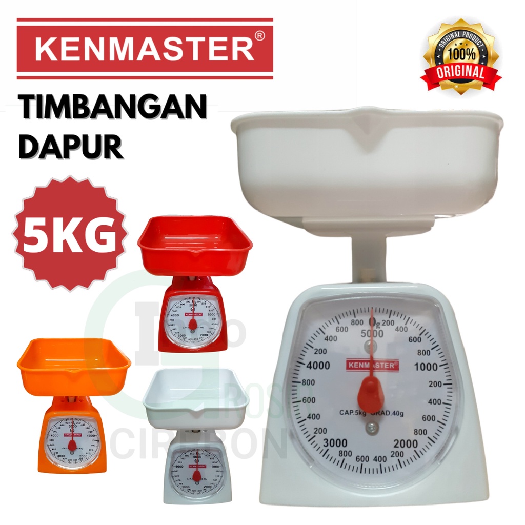 Kenmaster Timbangan kue 5kg Timbangan Jarum Kitchen Scale Timbangan Duduk 5 kg Murah Merah Putih Orange