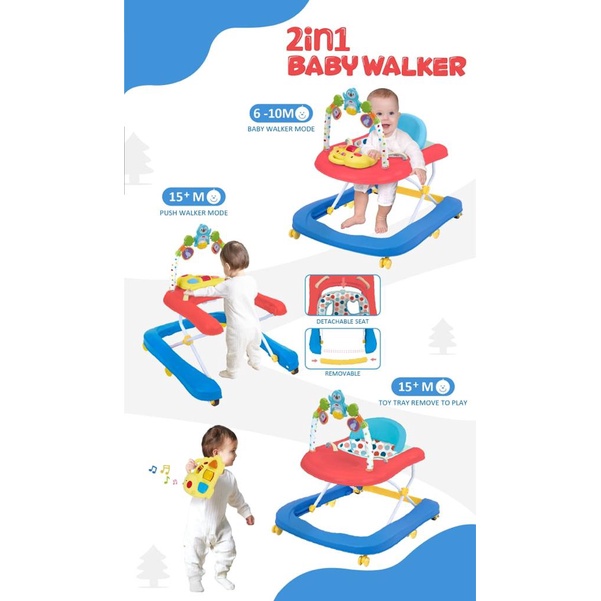 Pliko 2In1 Baby Walker And Step - Dorongan Bayi / Kereta Bayi