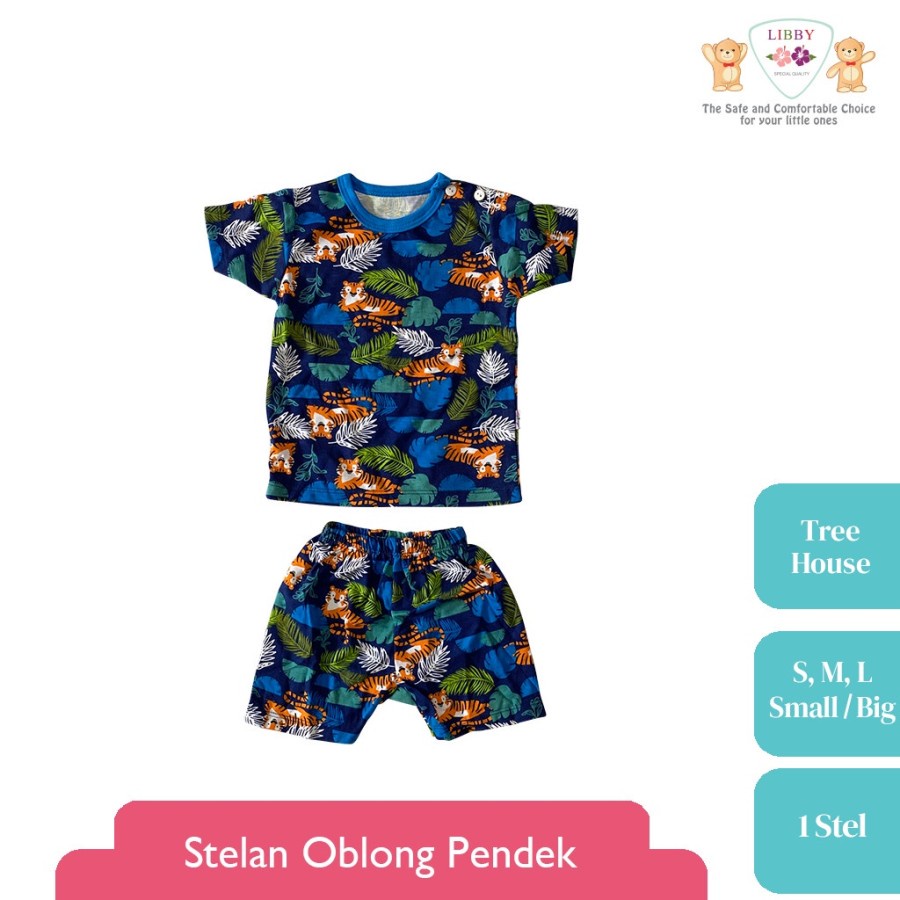 LIBBY Stelan Oblong Pendek Motif Tree House-S,M,L,2L,XL,XXL