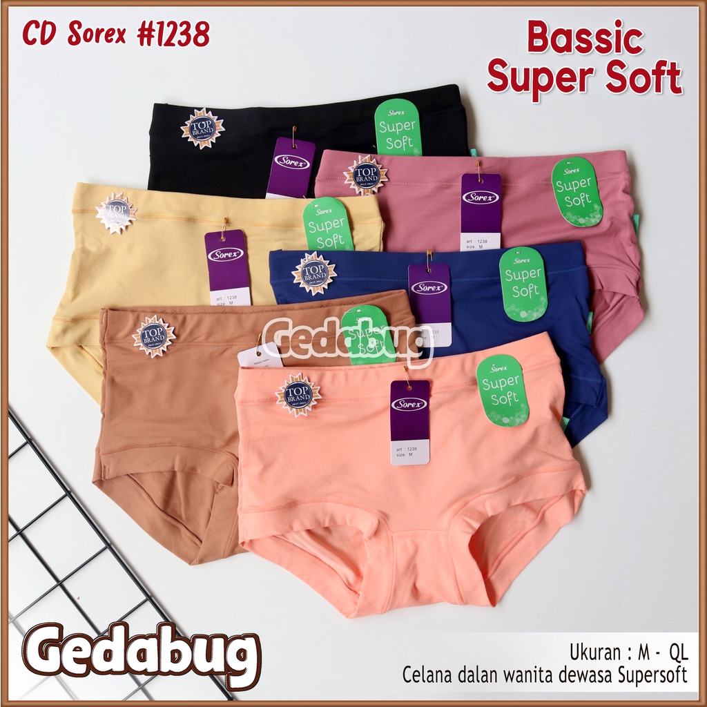 CD Sorex 1238 SuperSoft | Celana dalam wanita dewasa Bassic Sorex | Gedabug