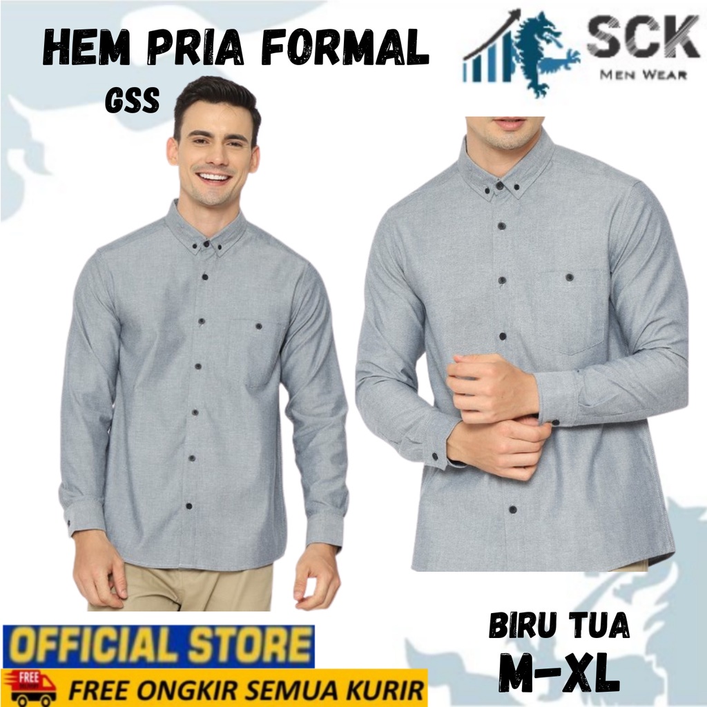 Kemeja Pria Lengan Panjang Polos GSS ukuran M-XL / Hem Formal Kantor / Pakaian Kerja Laki-laki - sckmenwear GROSIR