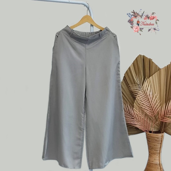 Kulot Bahan Balotelli Import Jumbo Lebar Celana Kulot Panjang Wanita Pants Warna Abu Korea Style Kekinian