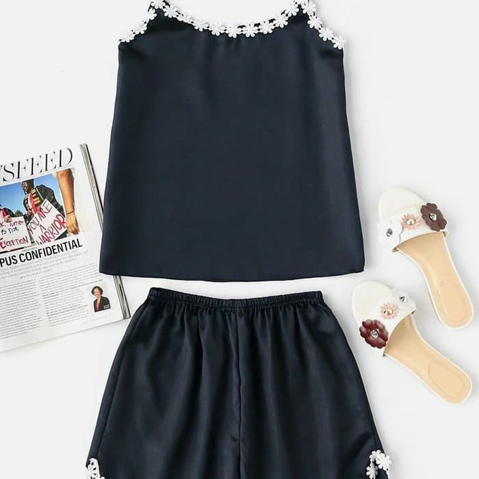 BAJU TIDUR PIYAMA WANITA/CEWEK SETELAN AVENUE SATIN IMPORT SEXY MEWAH