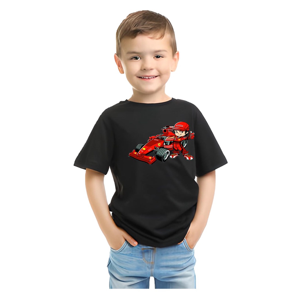 New Kaos Distro Formula F1 Anak Laki Laki Umur 4-8 Tahun Bahan Cotton 30s