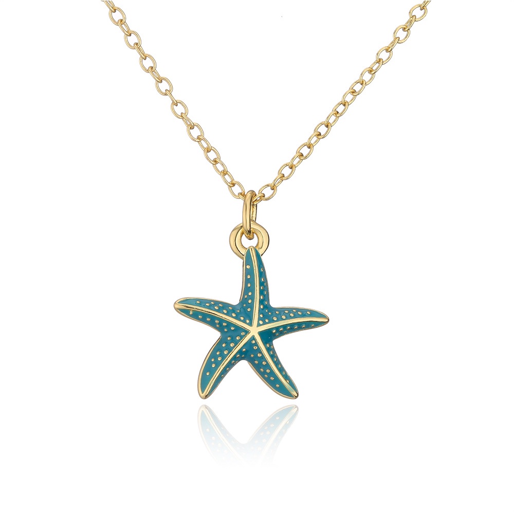 [COD Tangding] Vintage Starfish Pendant Kalung Wanita Gadis Fashion Menetes Minyak Klavikula Rantai Perhiasan