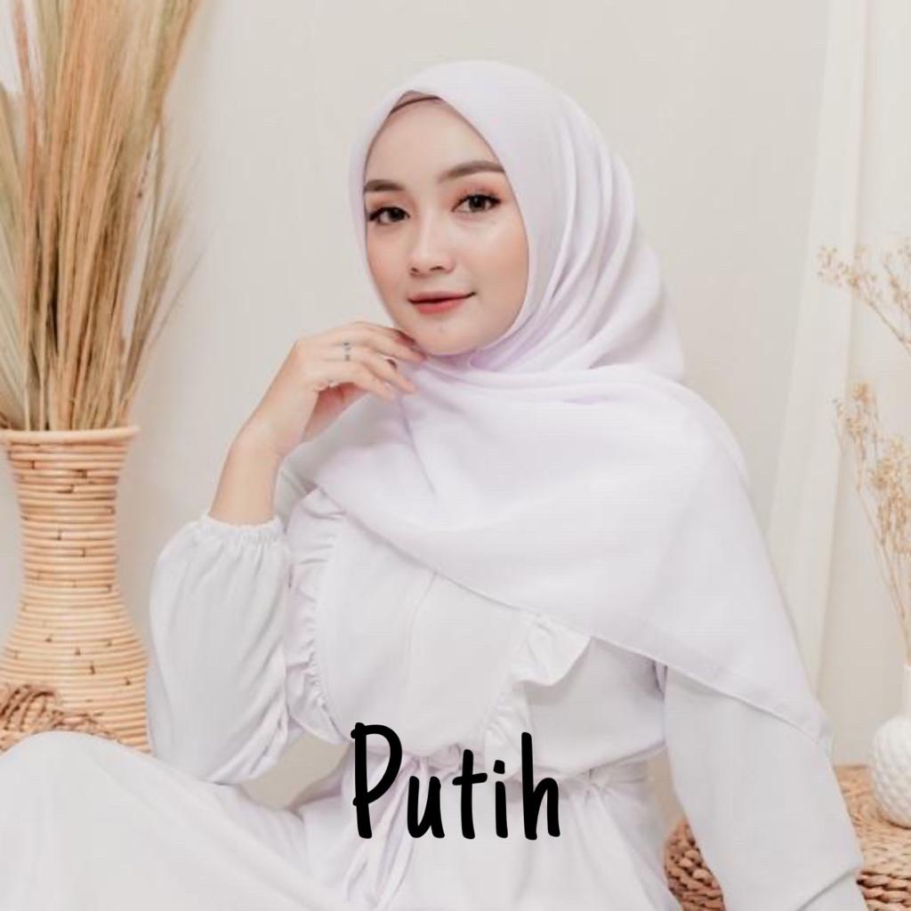 Bella Square Premium Anti Letoy|Hijab Segi Empat Polos|Kerudung Segi Empat|Jilbab Polos|Putih