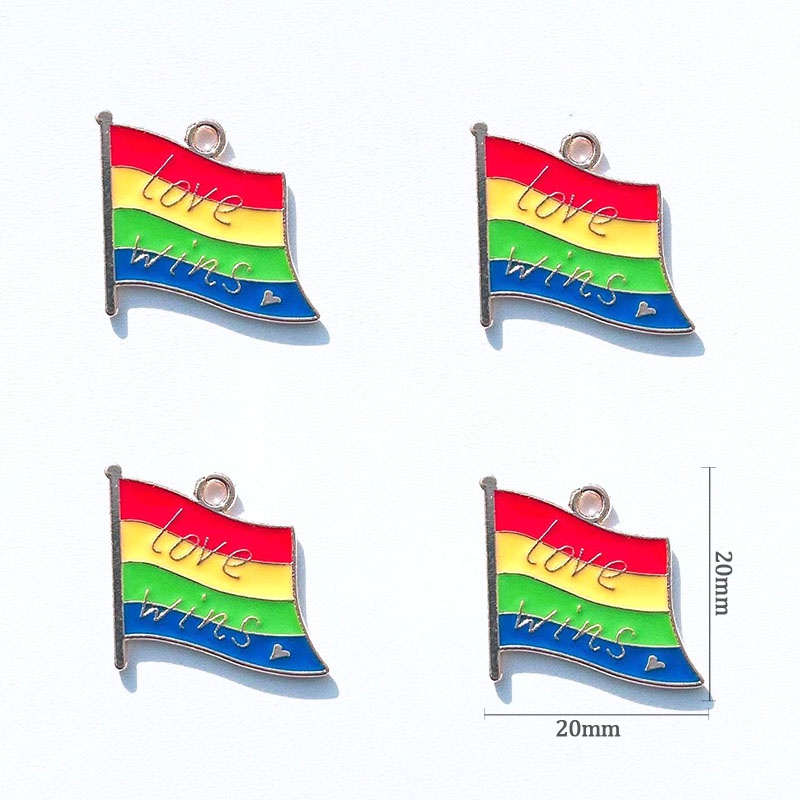 4 Pcs enamel Pelangi Tetesan Minyak Liontin Pesona Bendera Pelangi Logam alloy Liontin Diy Kalung Anting