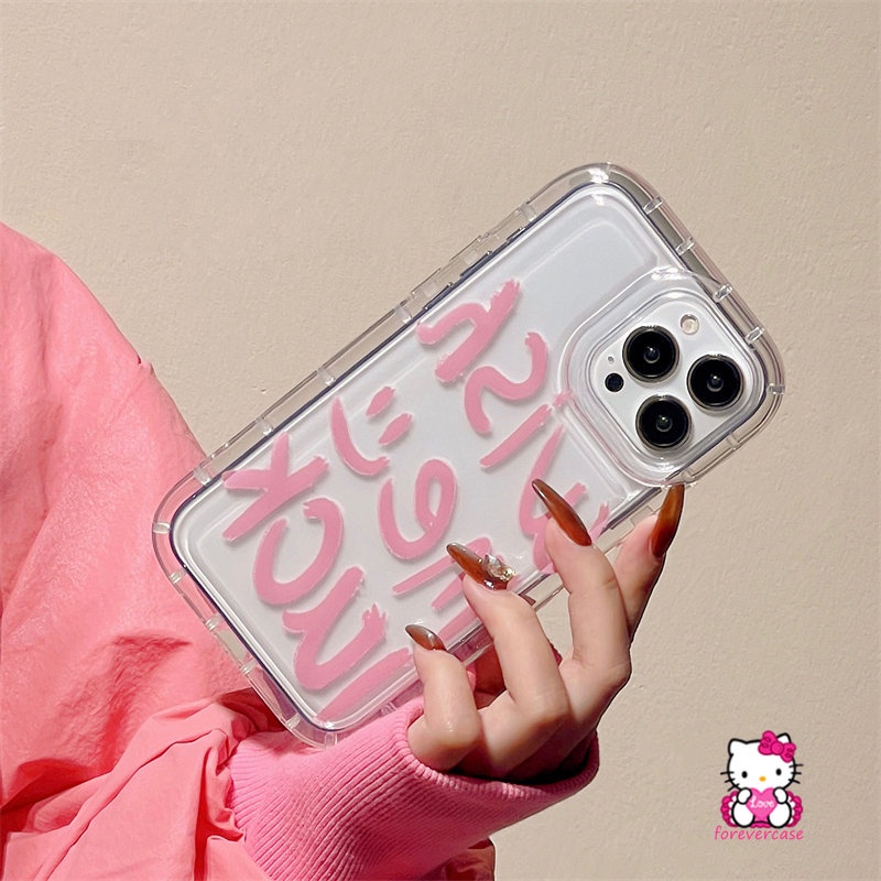 IPHONE Case Kompatibel Untuk Iphone11 13 14 12 Pro MAX 7Plus 8Plus 6 6S 78 Plus XR X XS MAX Ins Fashion Graffiti Huruf Lembut TPU Anti Jatuh Shockproof Airbag Phone Cover