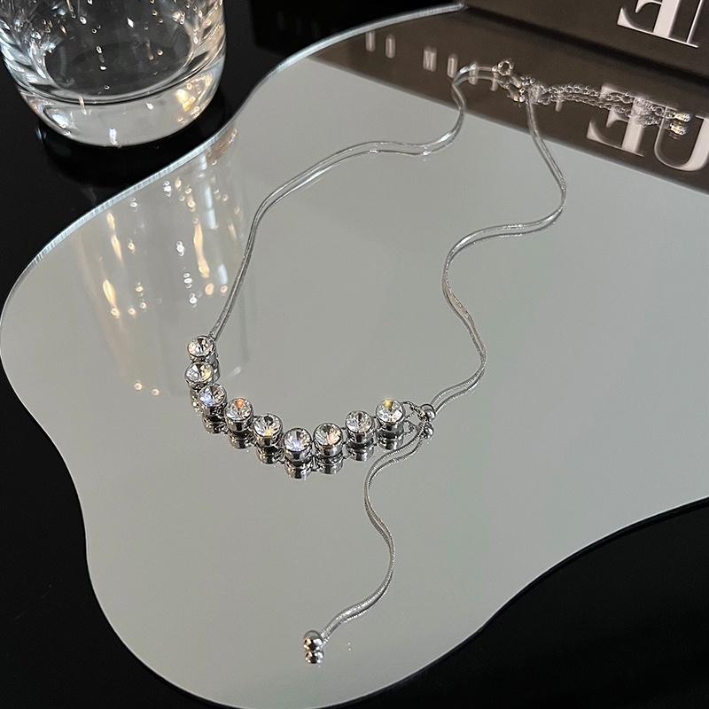 Kalung Wanita titanium zircon glitter Pengubah Ukuran Tarik