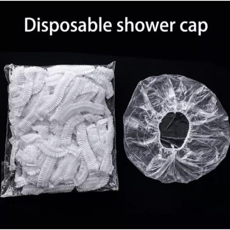 PENUTUP RAMBUT KEPALA PLASTIK MANDI PELINDUNG CAT RAMBUT / HAIR CAP SHOWER NURSE CAP TRANSPARAN