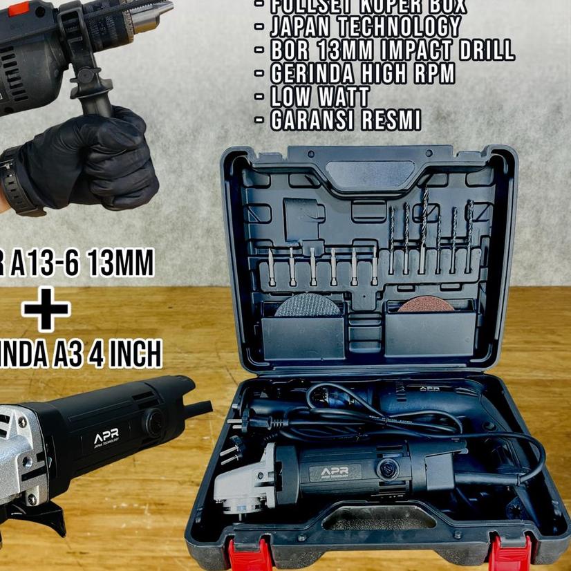 ☀ Promo Mesin Gerinda Combo bor 13mm 10mm komplit set mata listrik baja besi kayu tembok drill uchih