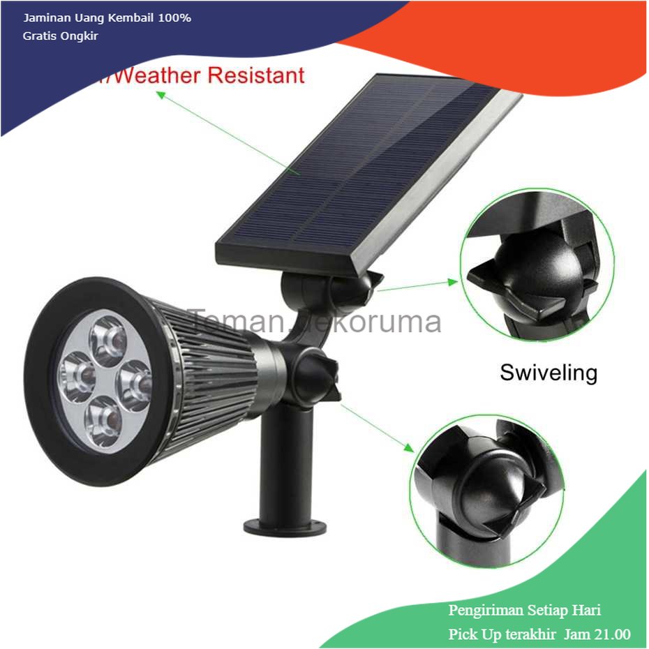 TD - LMP Hyelaer Lampu Taman Hias Tancap Solar Panel Waterproof Cool White 4LED - TS-G0102