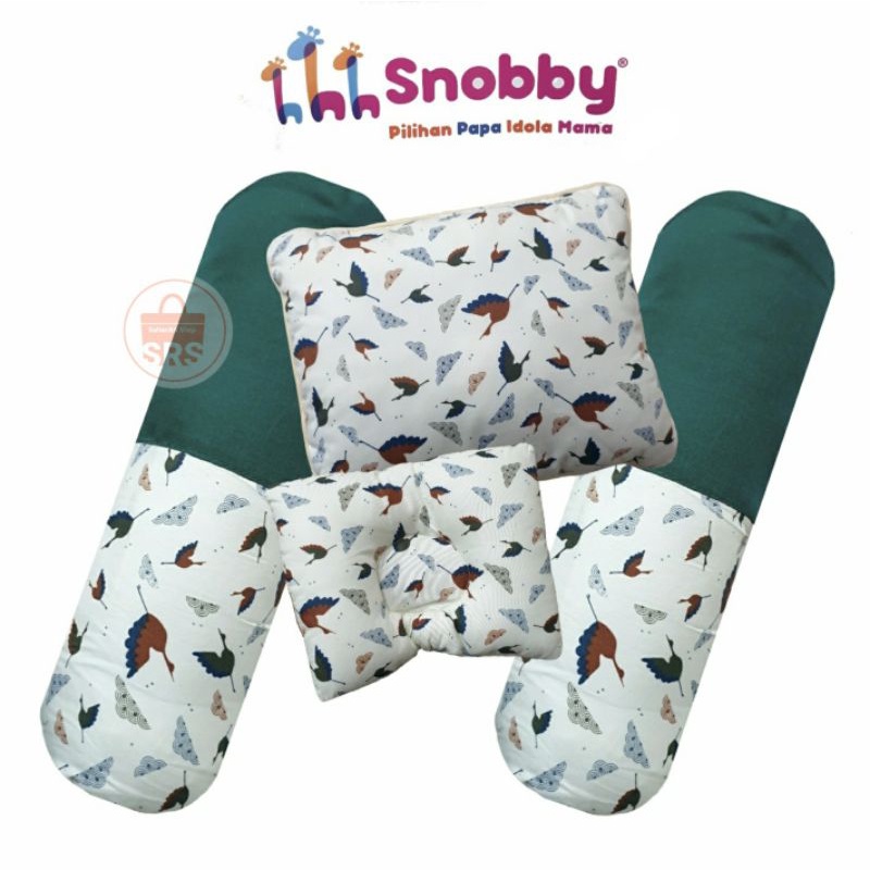 4 in 1 | 3 in 1 | Snobby BANTAL Bayi Set (1 Peyang + 2 Guling) Bantal Guling Baby Summit | Swan Series BANTAL GULING