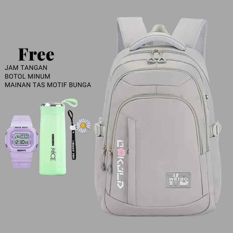 Tas Ransel Sekolah terbaru Free/Backpack 2022 Free satu paket Botol minum+jam tangan+mainan Tas/New Produk