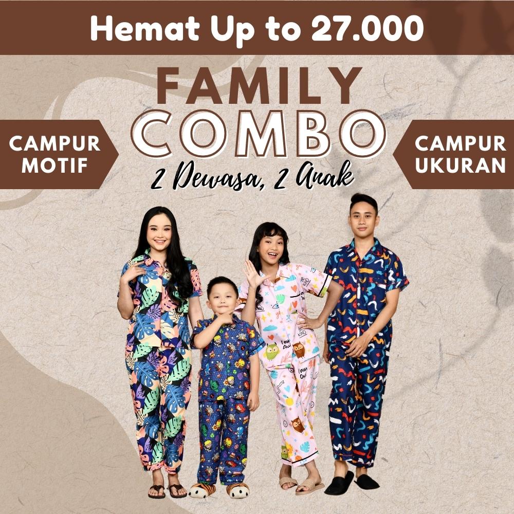 Cleopatra 1 Dewasa ( size L ) + 1 Dewasa ( size XXL ) + 2 Anak Piyama Combo Family / Campur Motif / Campur Ukuran / Kombo Piyama Family / Kombo Baju Tidur Keluarga ( CPLCPXXL2MPA )